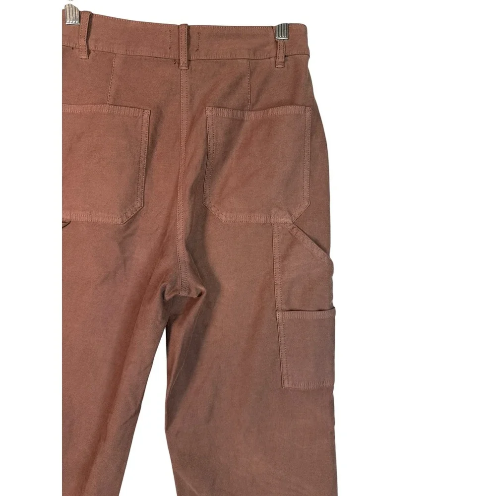 Aritzia Wilfred Free Brown Carpenter Pants High Waisted Utility Trousers Size 2